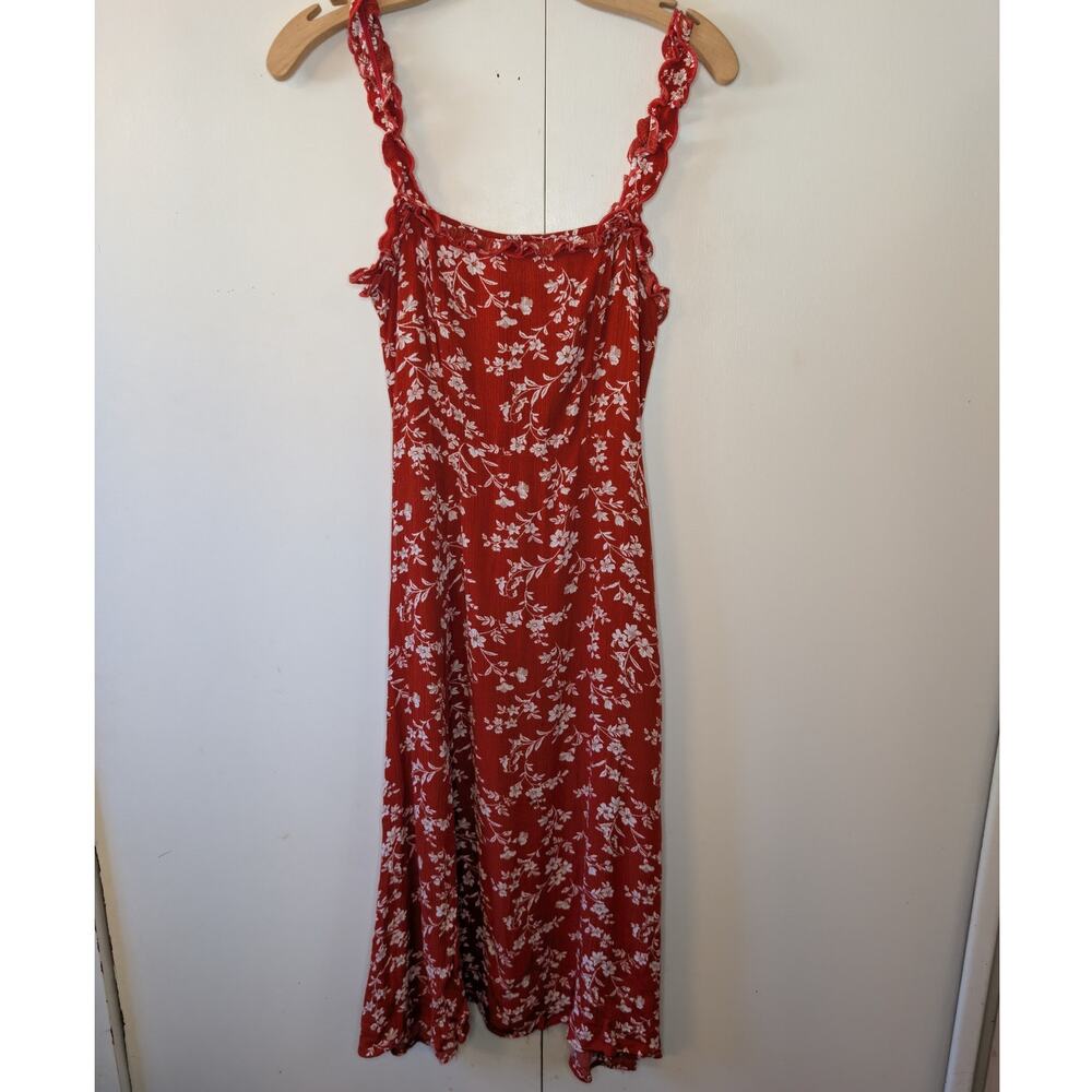 Lulus Garden Ruffle Red Dress | Small | Ruffled Sleeves - Picture 8 of 16